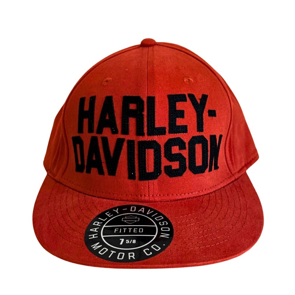Like New Harley-Davidson Orange and Black Logo Fitted Hat